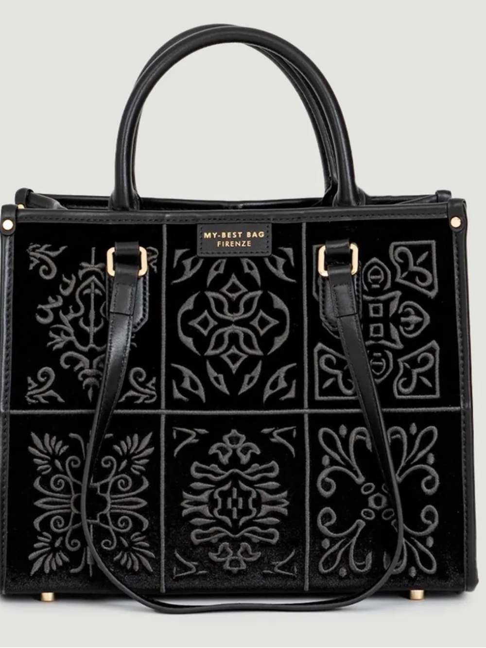 My Best Bag Firenze Black Velvet Patchwork Tote